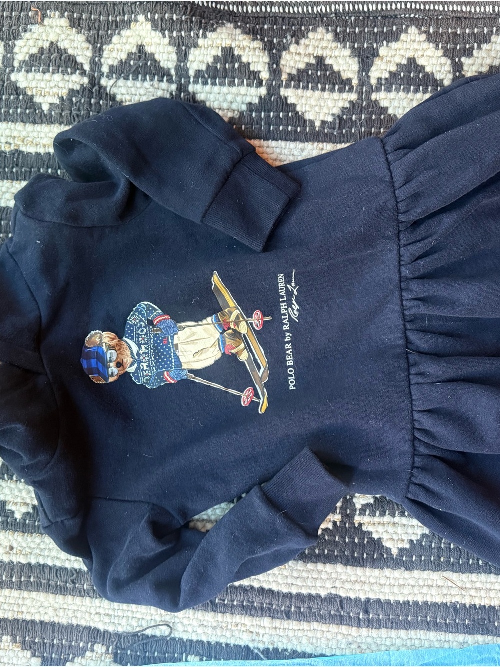 Polo by Ralph Lauren Navy Girls Polo Bear Ski Sweatshirt Dress with Graphic